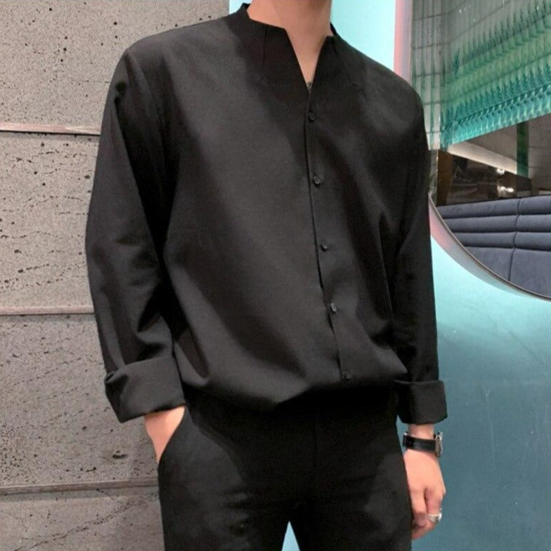 Stand-up Collar Slim Shirt