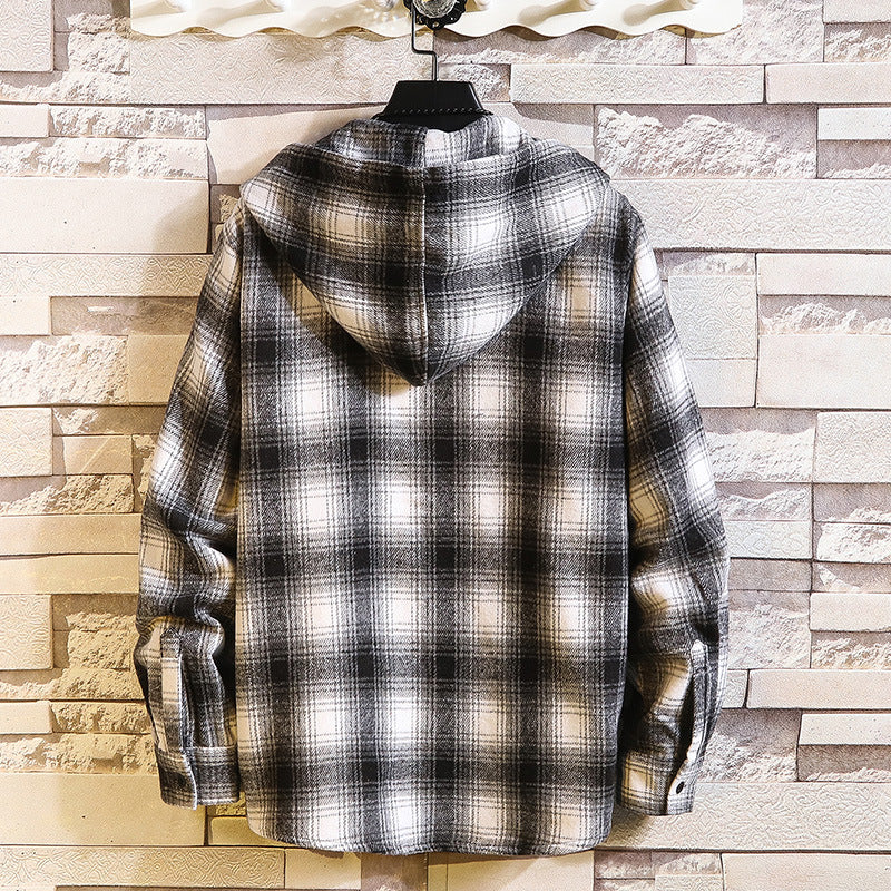 Plaid Hooded jacket Men