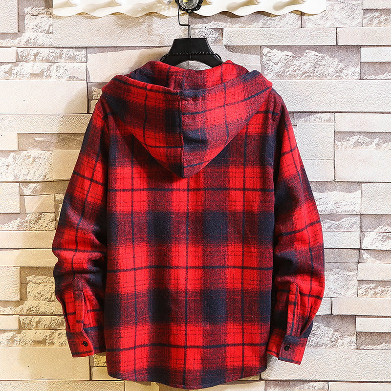 Plaid Hooded jacket Men