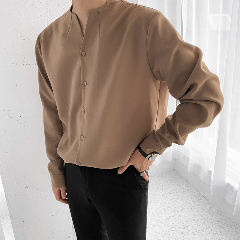 Stand-up Collar Slim Shirt