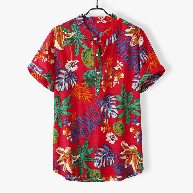 Men's printed short-sleeved shirt