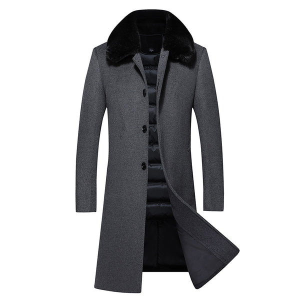 Men's Long Down Woolen trench Coat