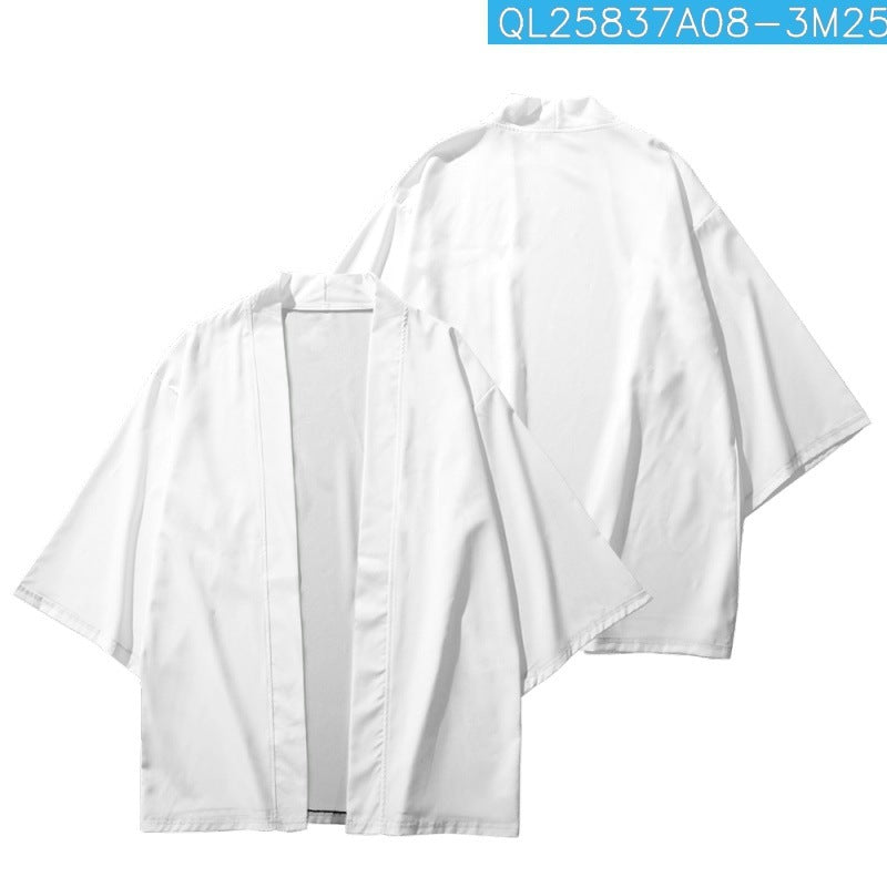 Men's Fashion 3D Printed Cropped Robe Cardigan Shirt