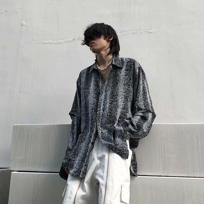 Snakeskin Pattern Shirt Men And Women Loose Drape Personalized Trendy shirt