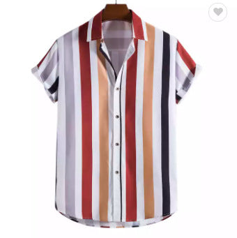 Summer Men's Striped Short-sleeved Shirt