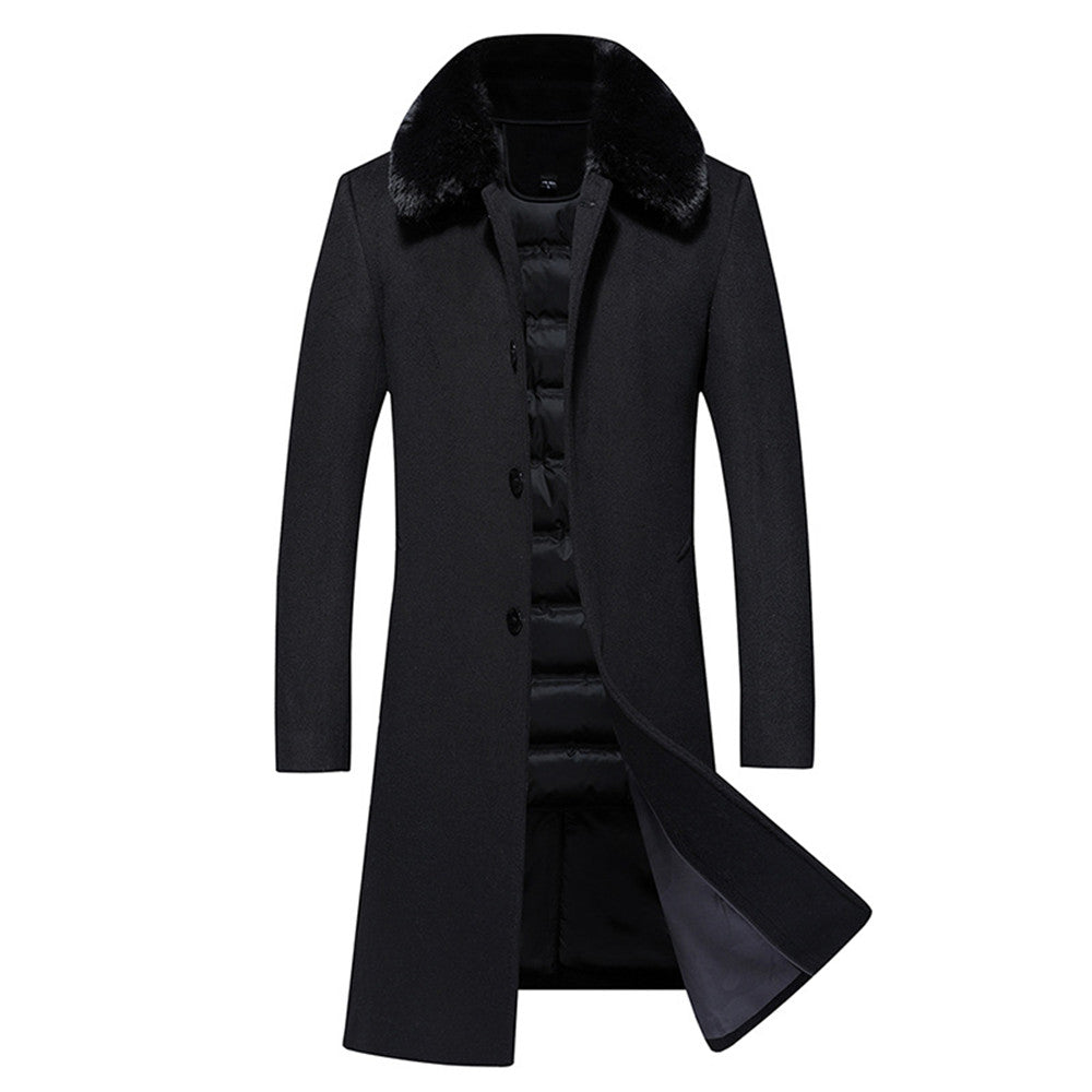 Men's Long Down Woolen trench Coat