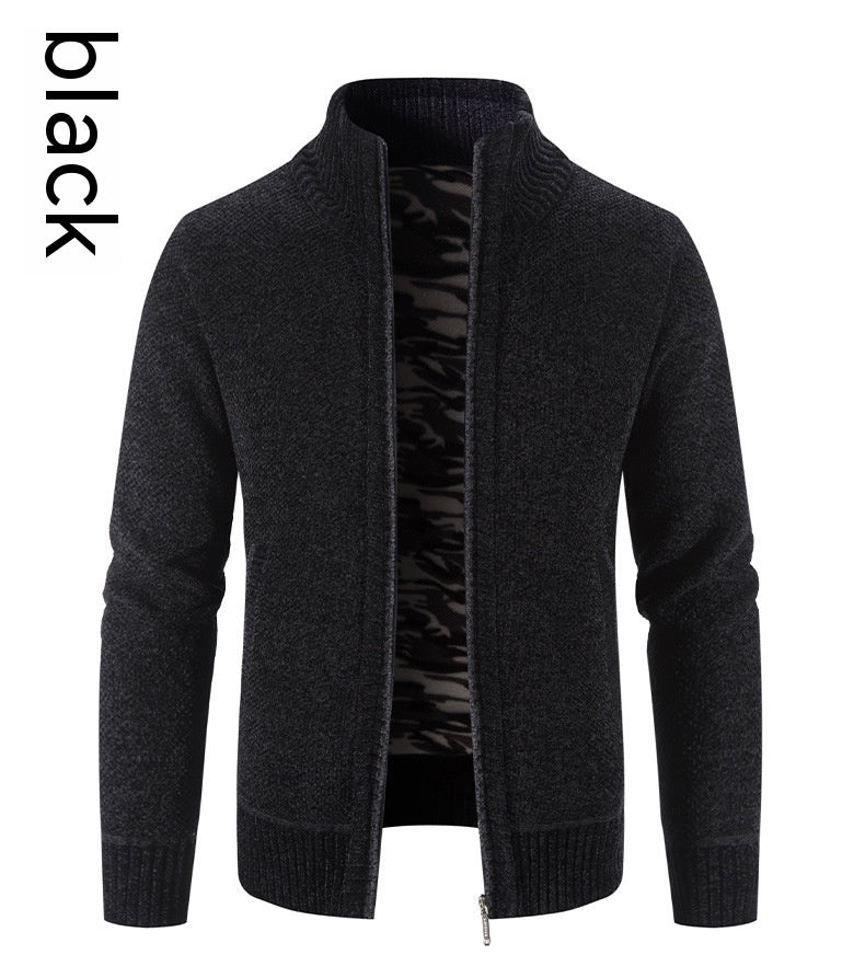 Men's Knitwear Autumn And Winter Fleece Lined Padded Cardigan sweater