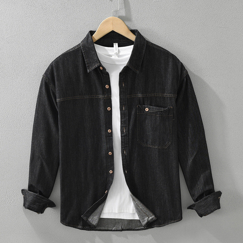 Japanese-style Retro Denim Long Sleeve Shirt Men