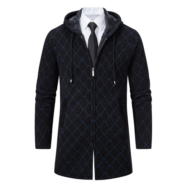 Men's Mid-length Sweater Hooded Coat