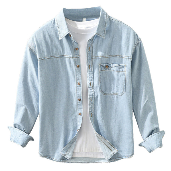 Japanese-style Retro Denim Long Sleeve Shirt Men