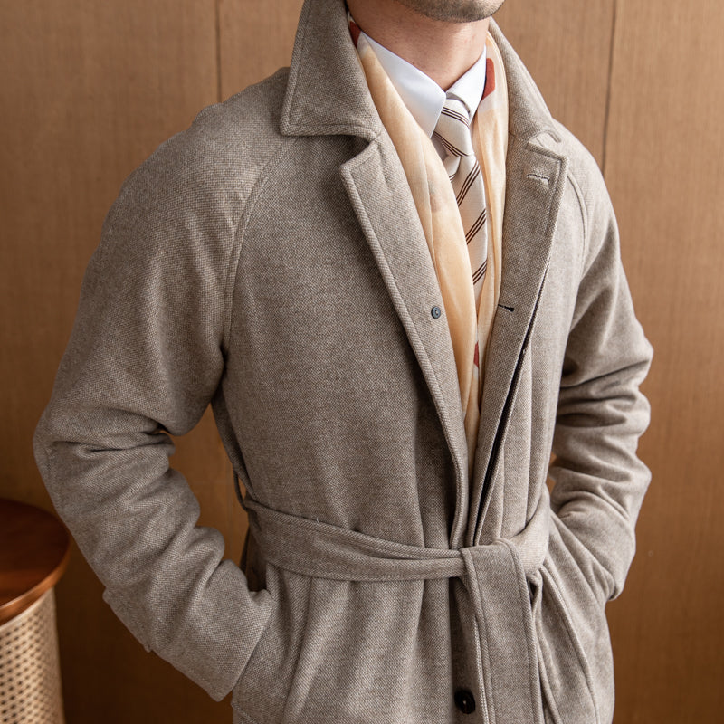 Royal Crescent Wool Blend Belted Raglan Coat