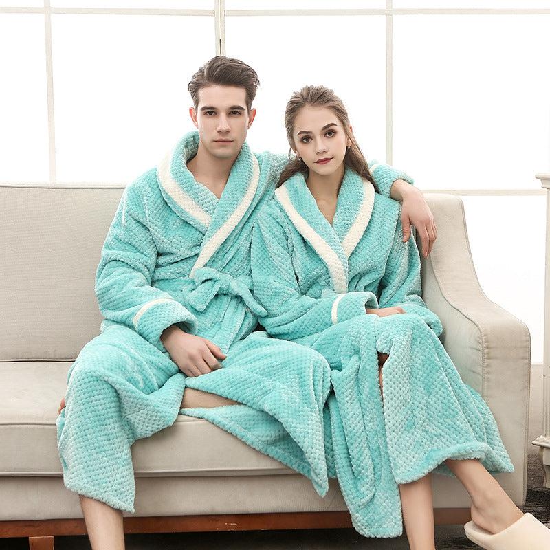 men & Women Pajamas Couple Gown Bathrobe Winter Robe loungewear