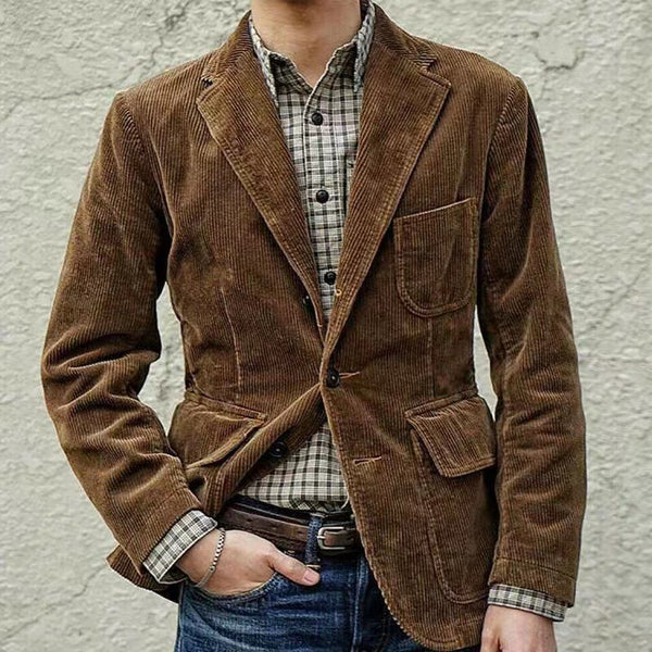 Solid Color Casual Blazer Corduroy Warm Coat men