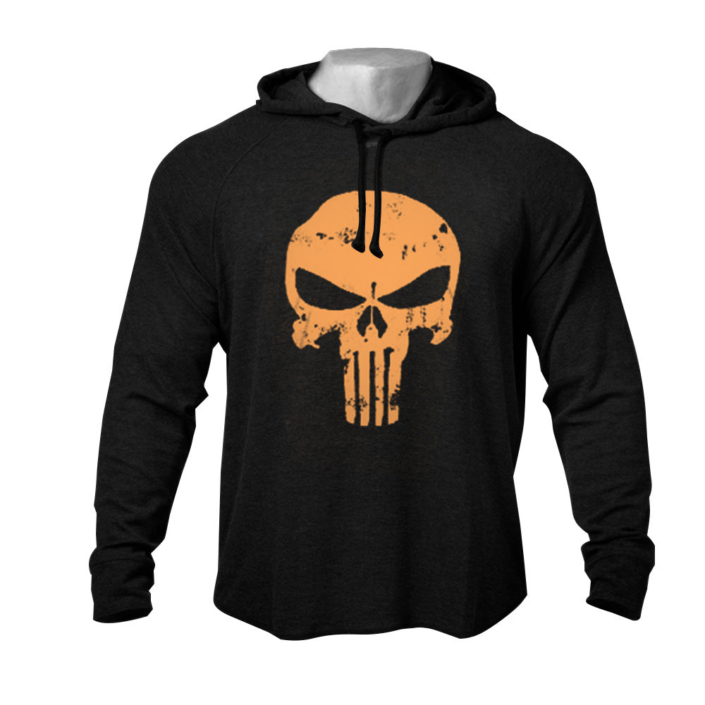 Skull Print Long-sleeved Hoodie for gym