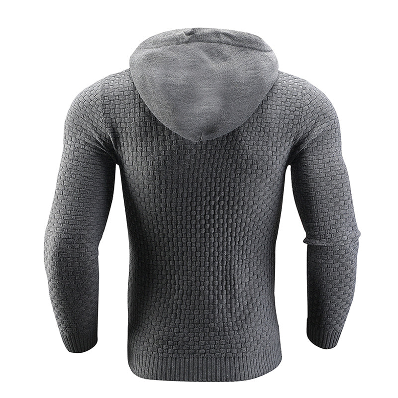 Men Hooded Sweater Solid Color Plaid Hoodies Male Elastic Hoodie