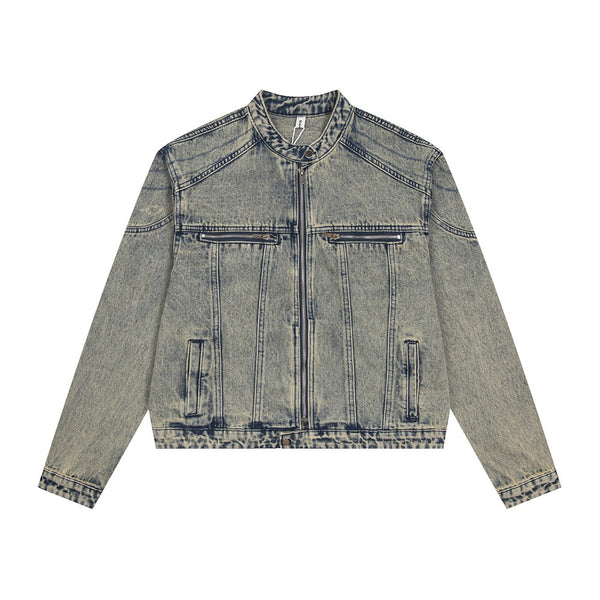 Short Denim Distressed Jacket Male