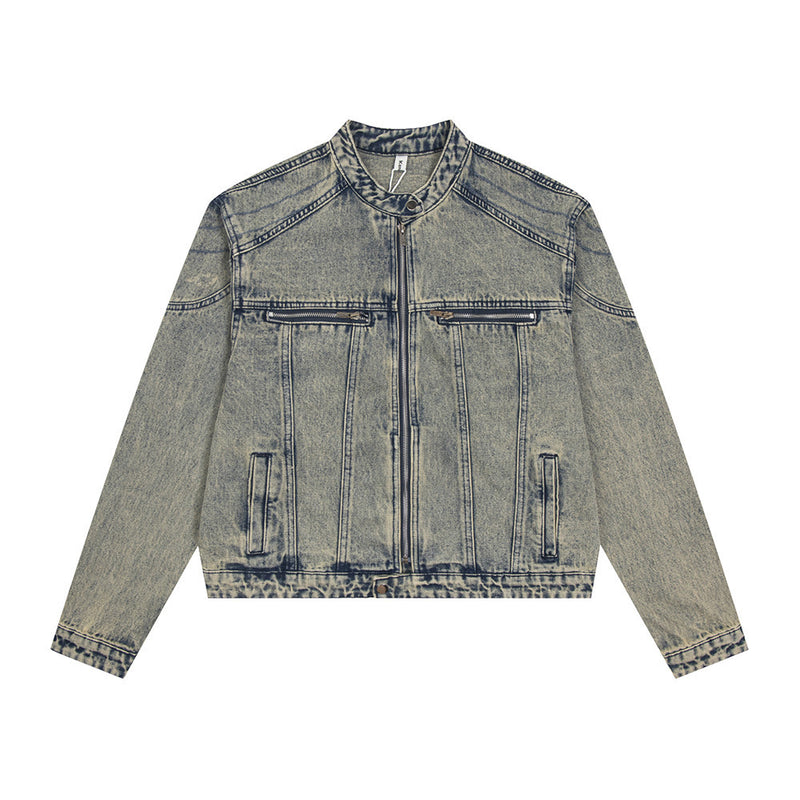 Short Denim Distressed Jacket Male