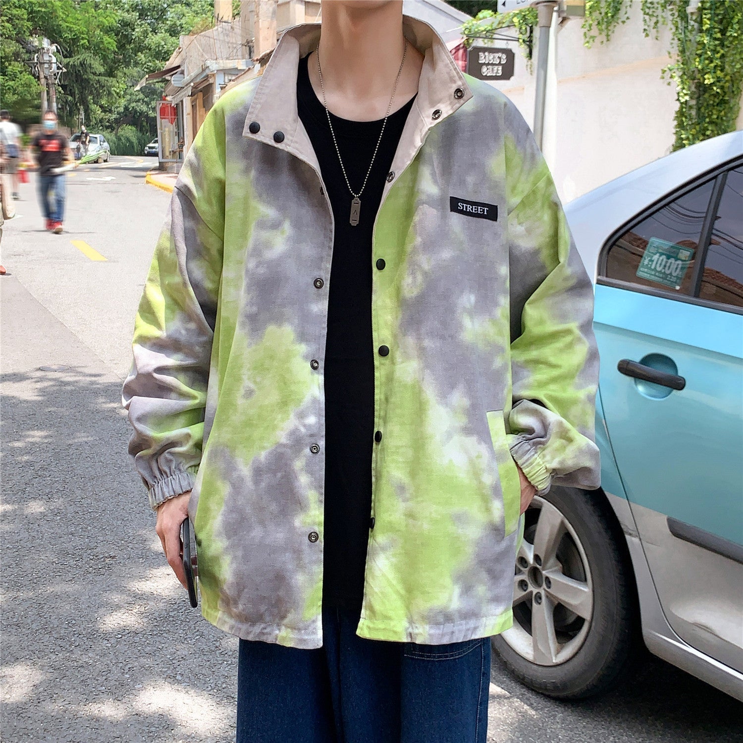 Wind Tie-dye Baseball Jacket