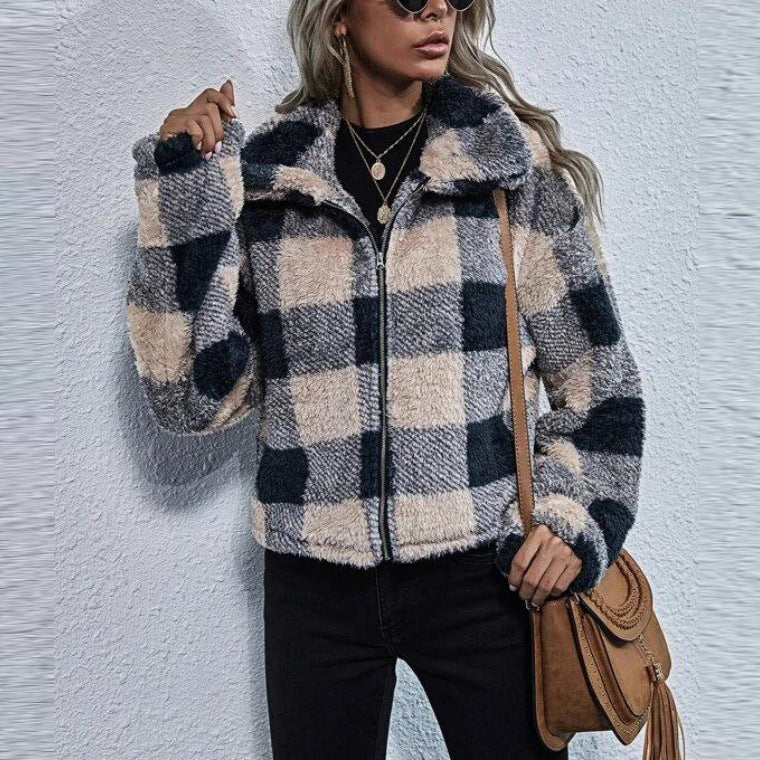 Lapel Cardigan Plaid Literary Street Hipster jacket