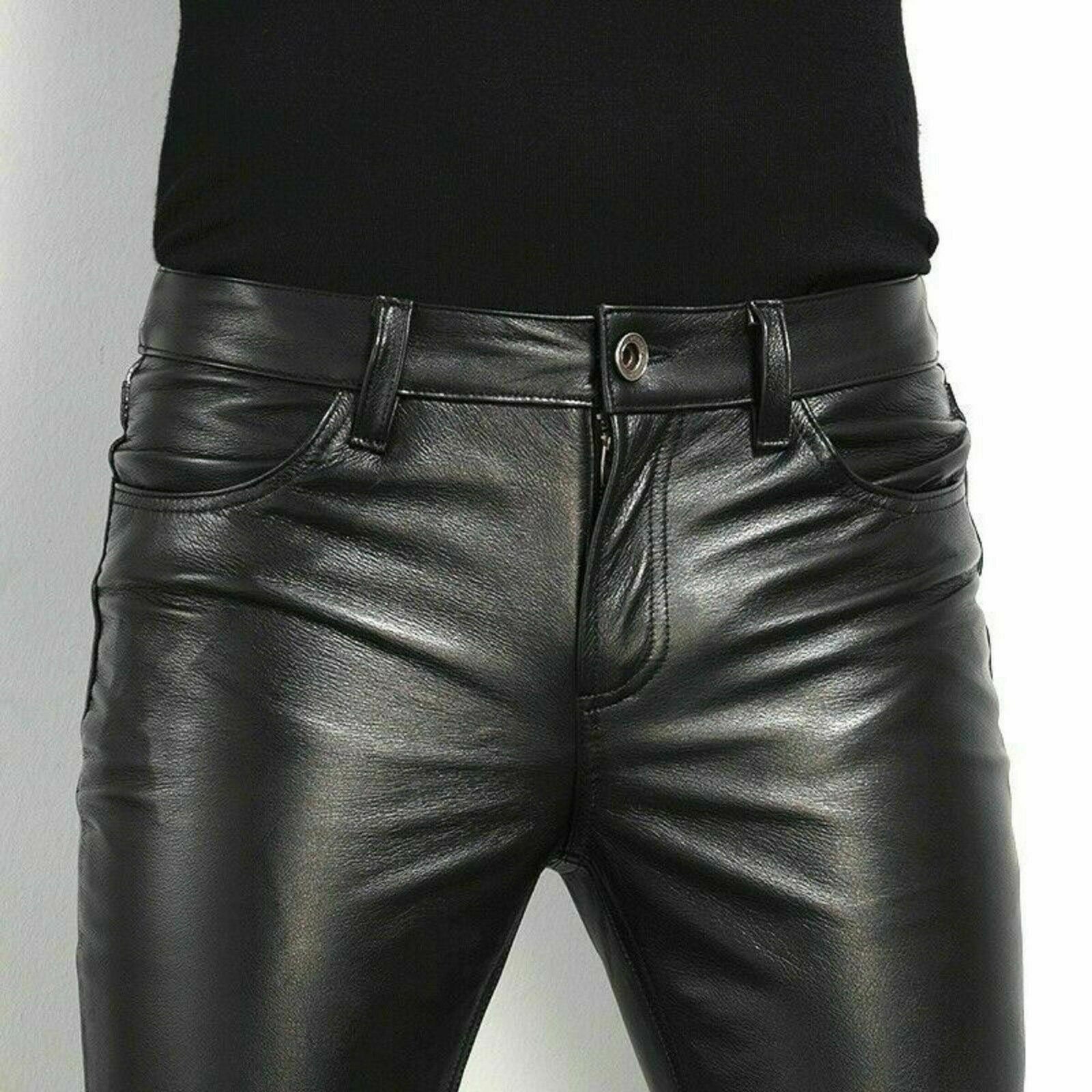 Spring And Autumn Tight Men's Leather Pants