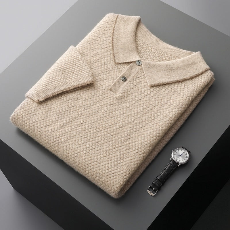 Men's Cashmere Lapel Pullover Shirt