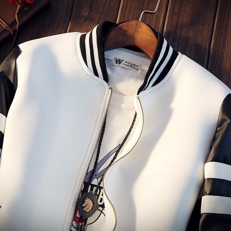 Simple Black And White baseball jacket men