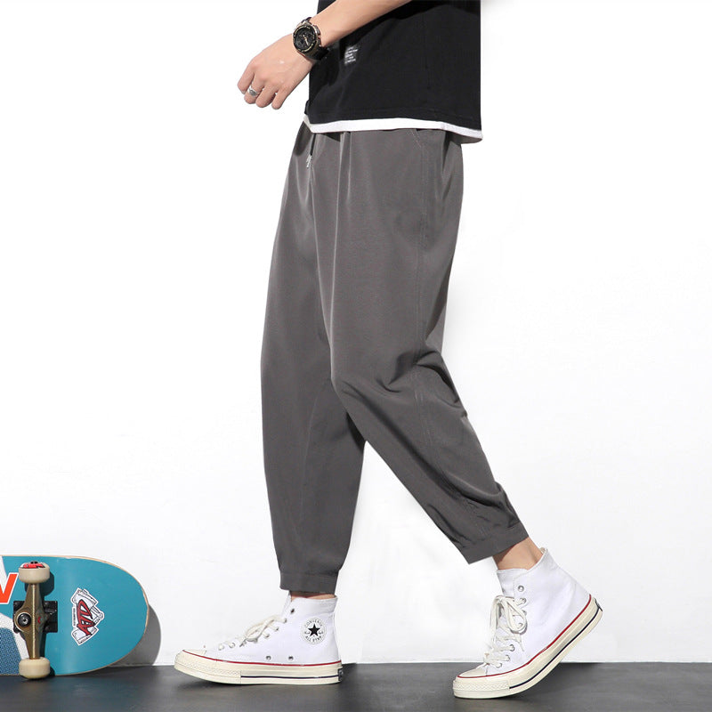 Summer Casual Ice Slik Trousers Jogger Hiking Sports Pants Men