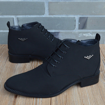 Fashion Business Casual Leather Shoes Men's Pointed Toe Short Boots