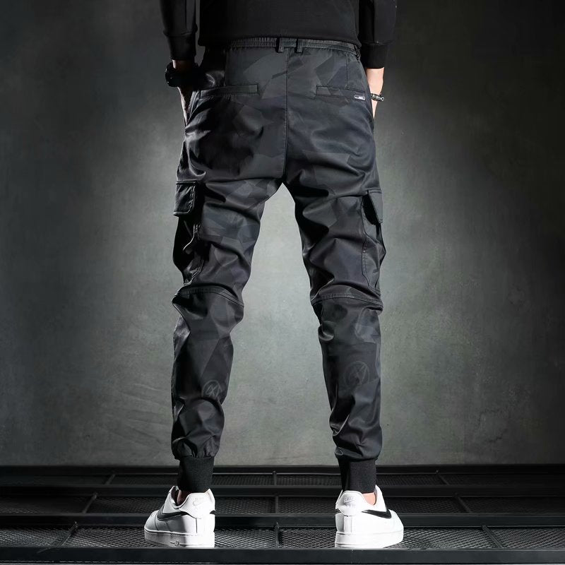 Camouflage Casual Slim-fit Elastic Waist Bungee pants