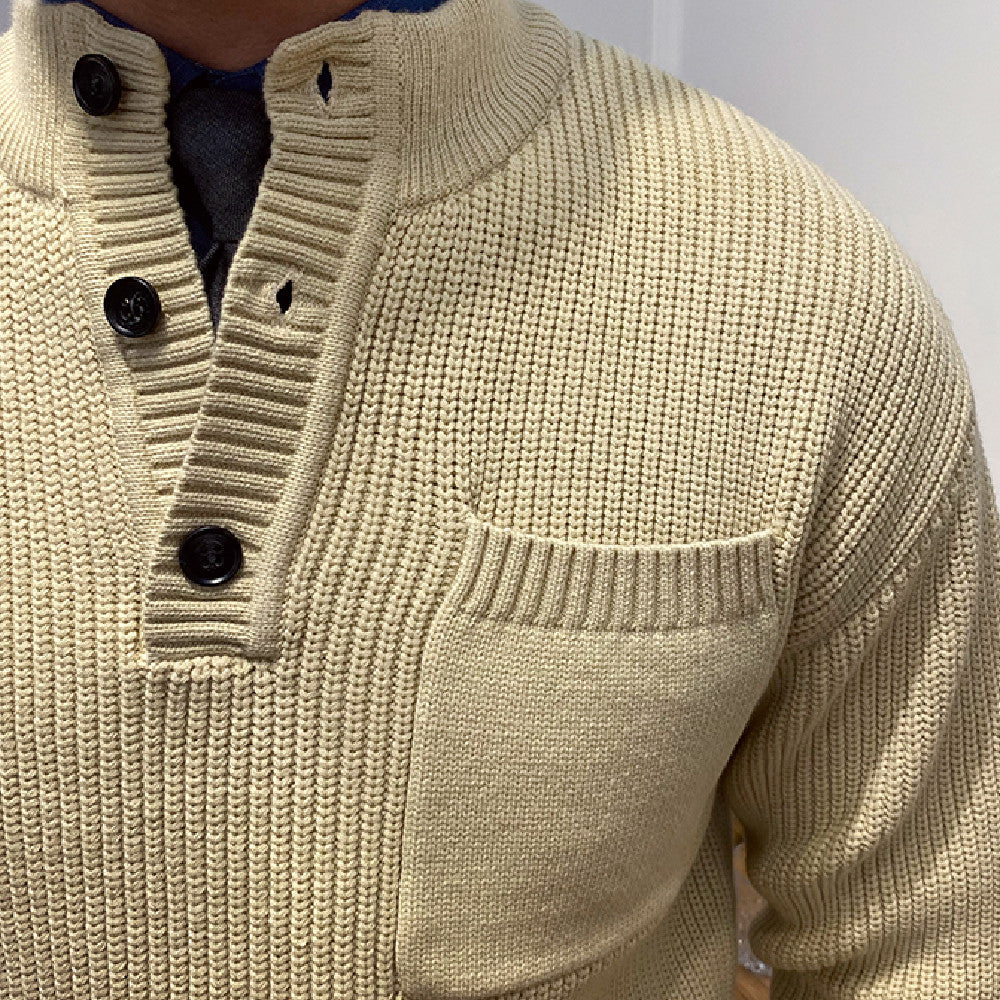 Dolomites Ribbed Cable Knit Button Sweater