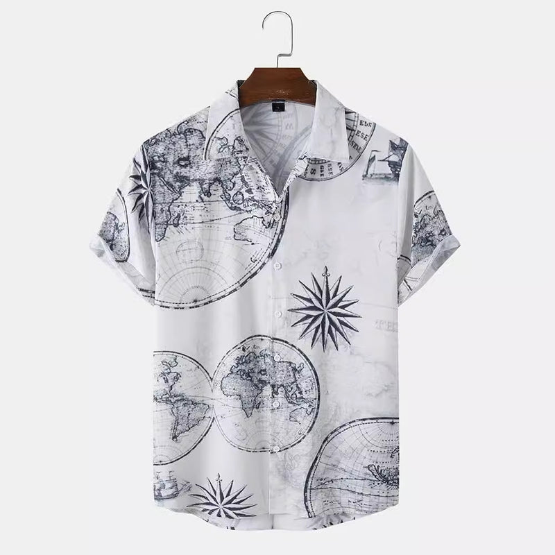 Summer Casual Printed Hawaiian Shirt Men