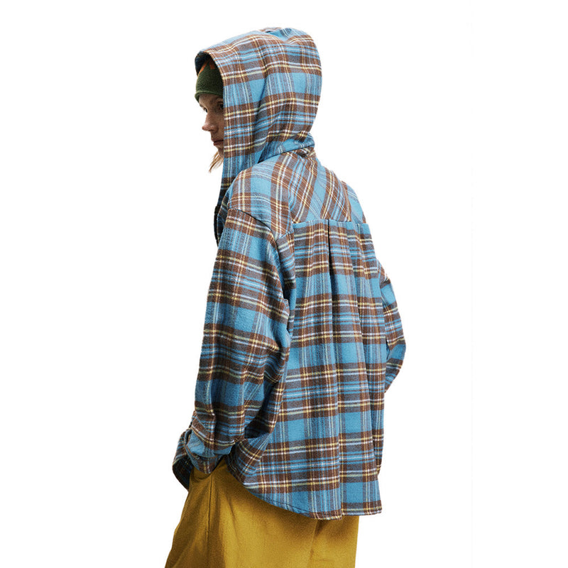 Plaid Hooded Loose Shirt