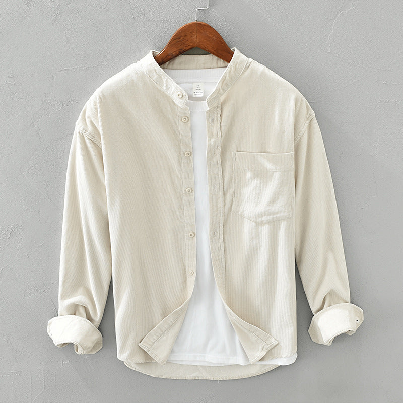 Loose Corduroy Stand Collar Shirt