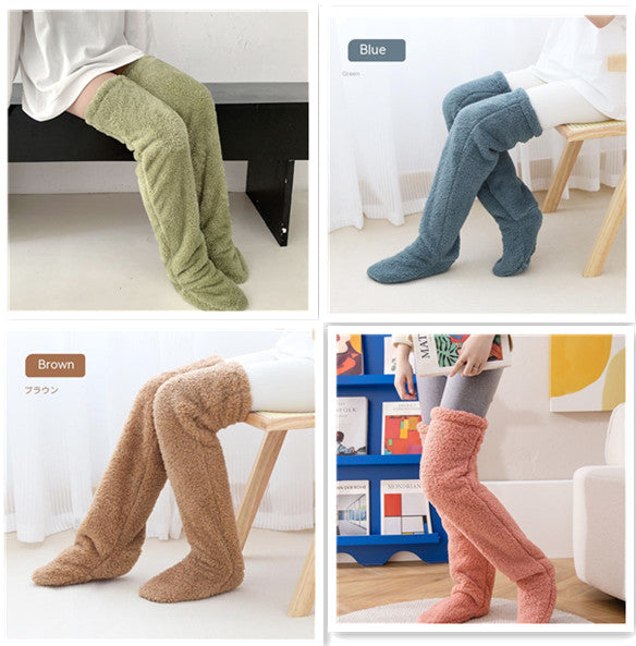 Over Knee High Fuzzy Long Socks Winter Warm Cold Leg Knee Joint Cold-proof Stockings