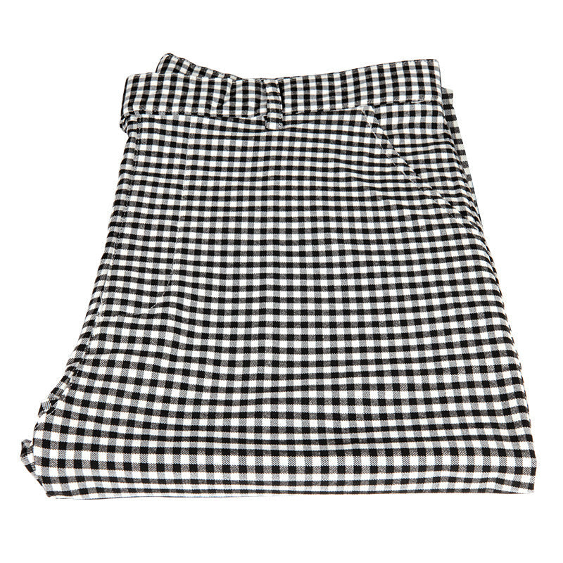 Men's Black And White Plaid Casual Pencil Pants