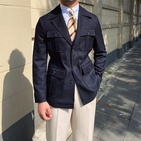 Men's Retro Fashion Casual Suit Collar Jacket