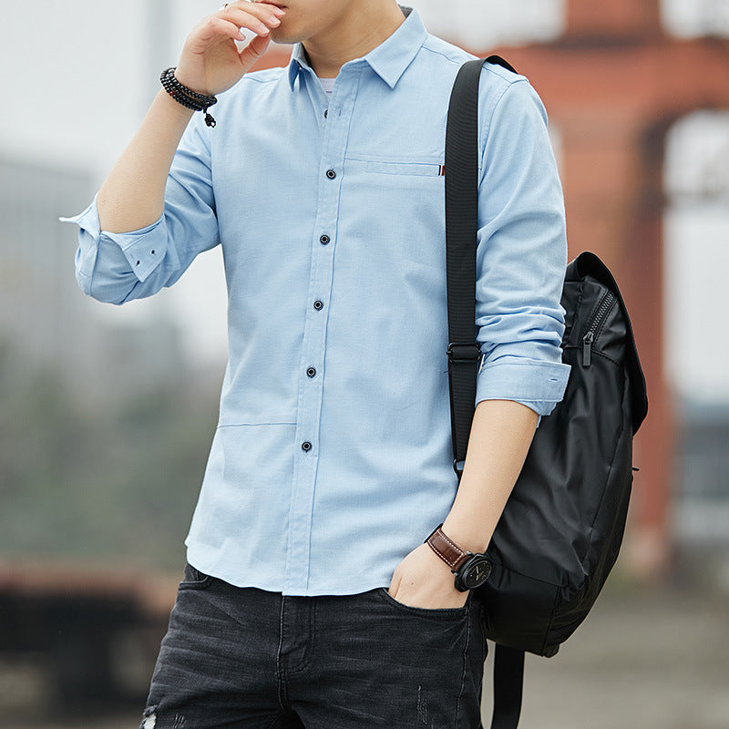 Workwear Shirt Men's Long Sleeve Spring And Autumn Retro shirt