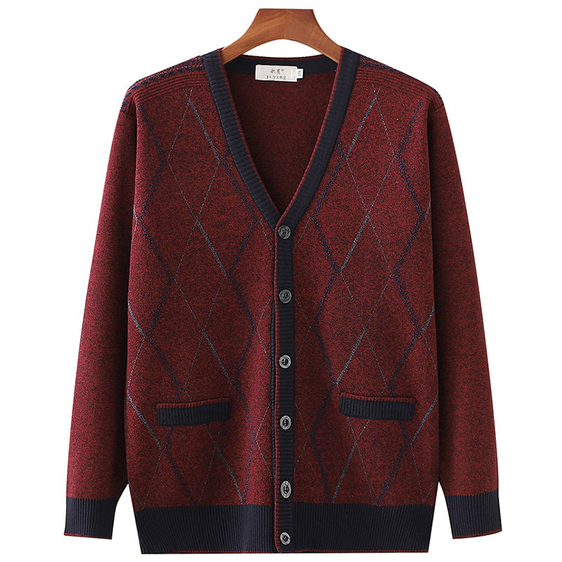 Middle-aged Wool Cardigan Sweater