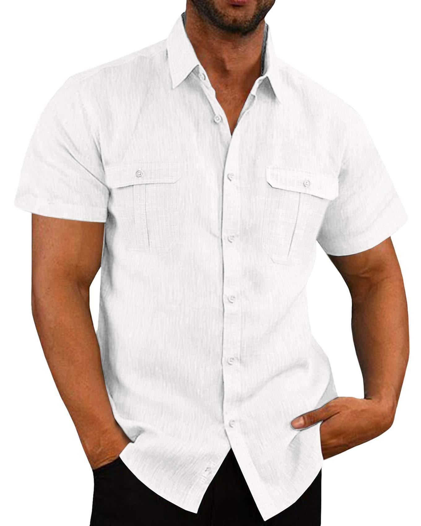 Double Pocket Wide Collar Beach Shirt Summer