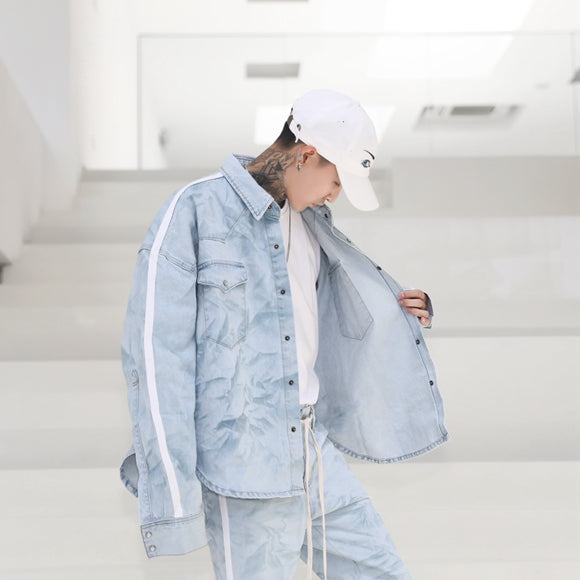 mountain wash hip hop denim jacket