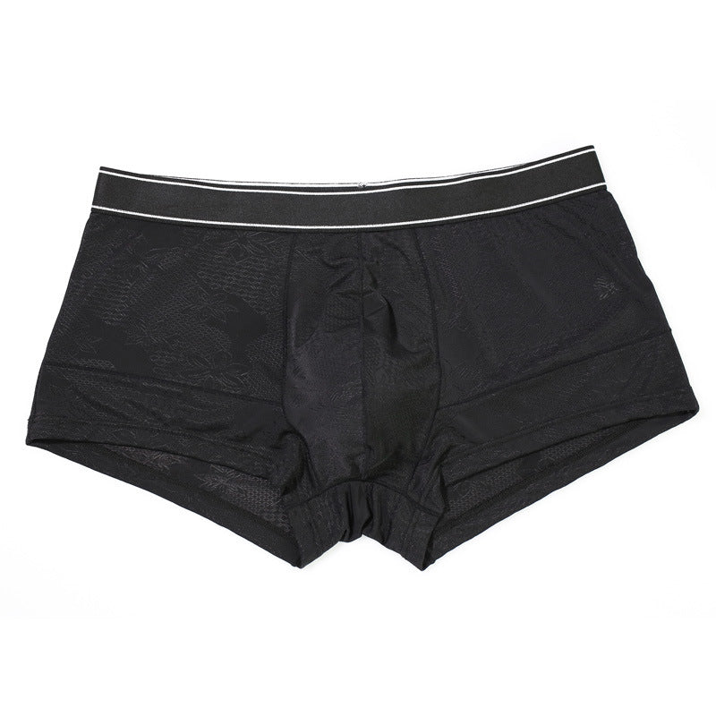 Men's Mid-waist Nylon Jacquard Ice Silk Underwear