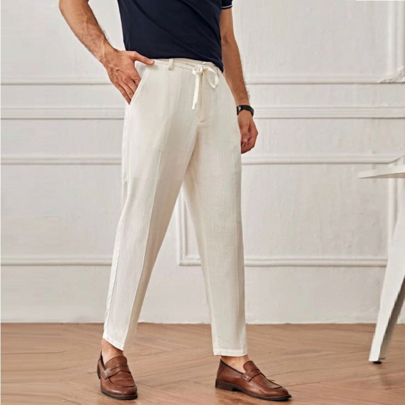 Men's Linen Thin Cropped Trousers