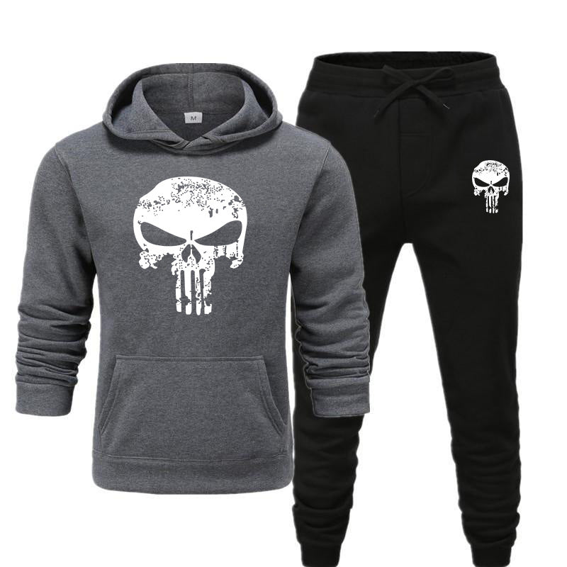 Tracksuit Men Skull Brand Autumn Winter Hooded