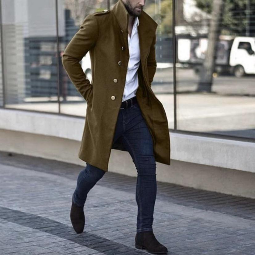 Mid-length slot pocket casual coat