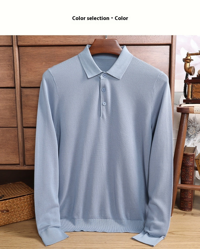 Men's Long Sleeve Mulberry Silk T-shirt