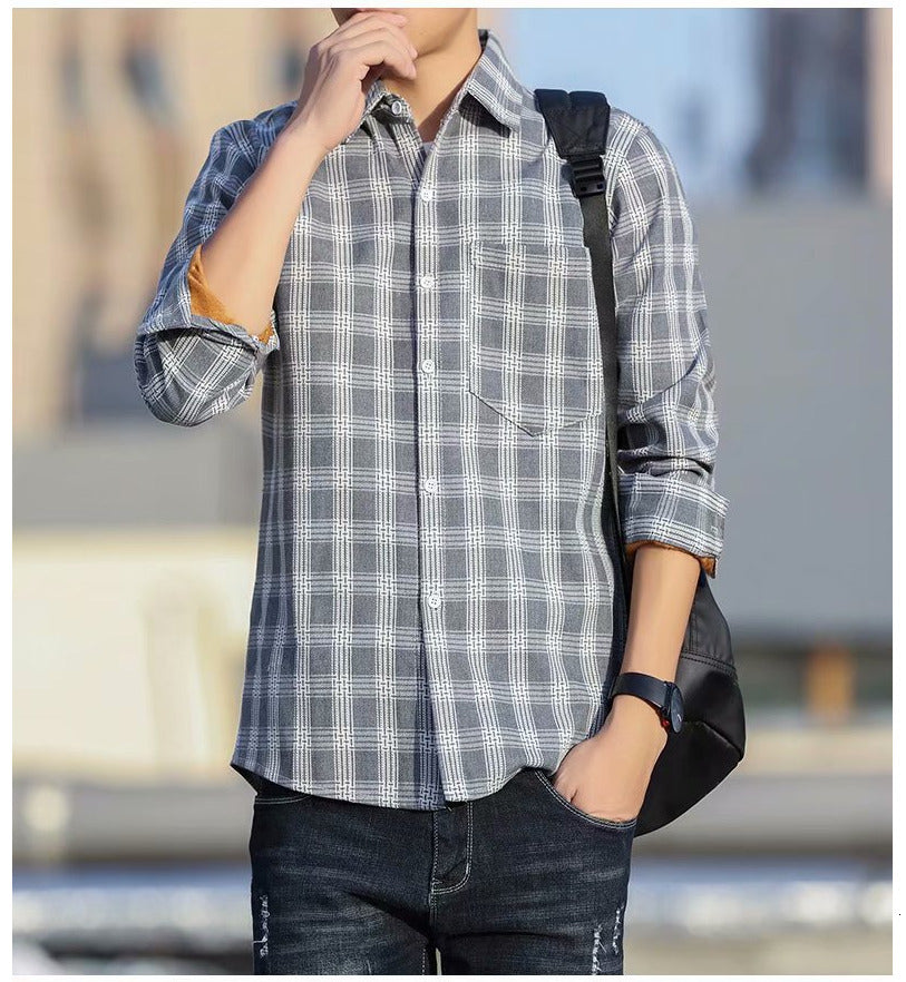 Long sleeve plaid shirt men