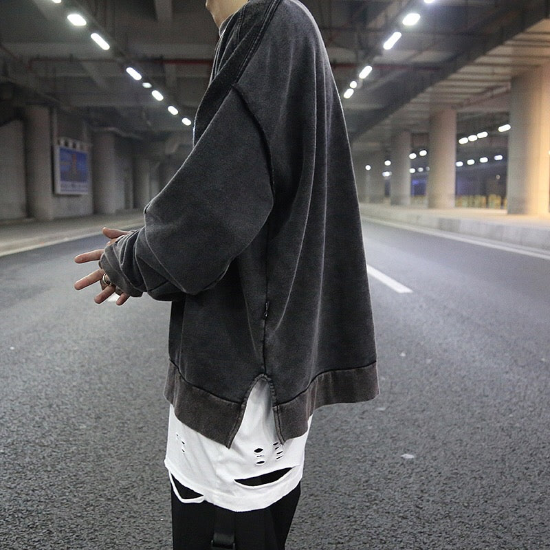 Loose slit sweater men