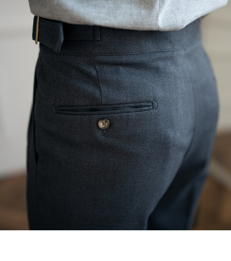 Pantalones rectos informales de cintura alta para hombre