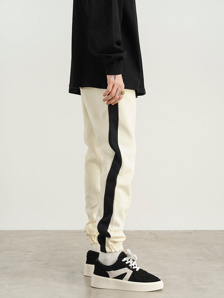 High Street Retro Side Horizontal Bar Plus Velvet Slim-fit Trousers