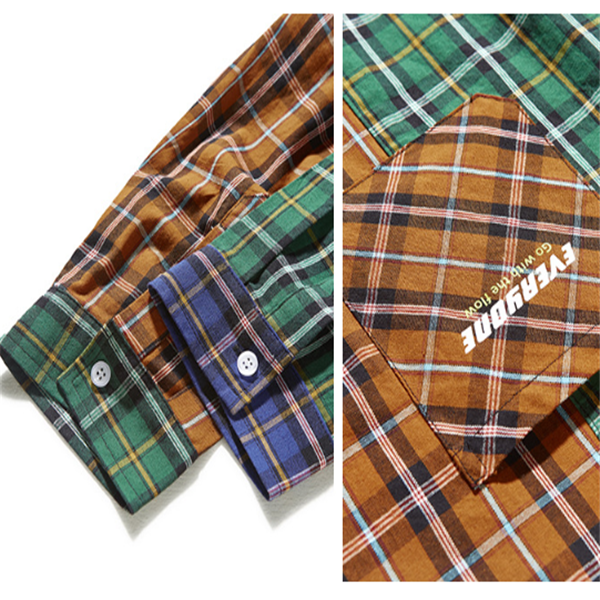 Plaid printed men's loose shirt